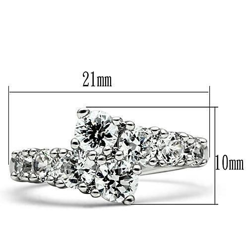 3W132 - Rhodium Brass Ring with AAA Grade CZ in Clear