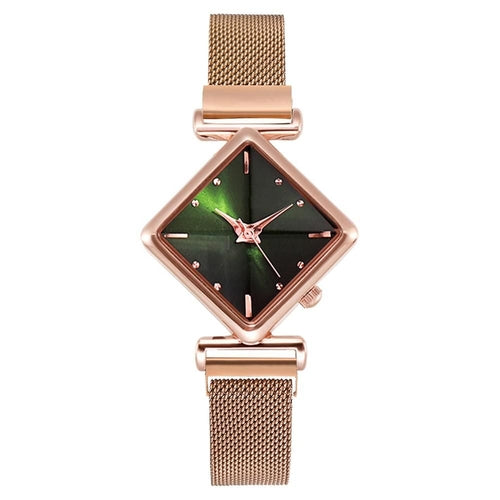 Women Square Watch Luxury Ladies Quartz Magnet Buckle Gradient Color