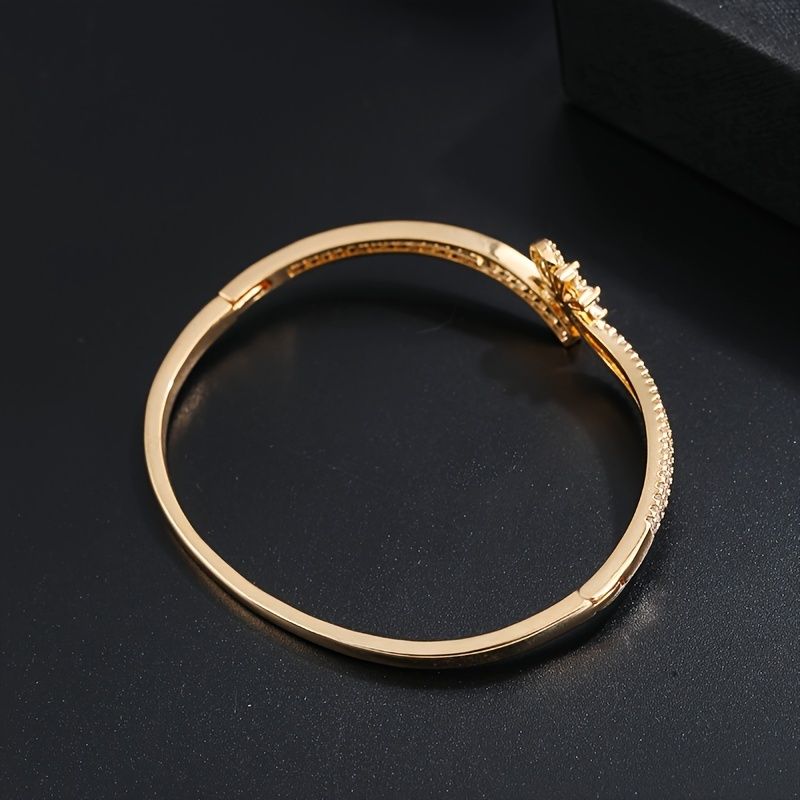 18K Gold Plated Zircon Inlaid Hollow Cross Bracelet Holiday Style