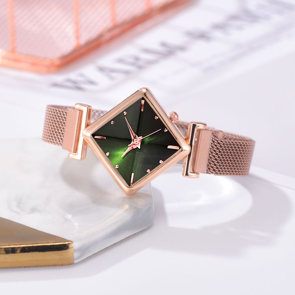 Women Square Watch Luxury Ladies Quartz Magnet Buckle Gradient Color