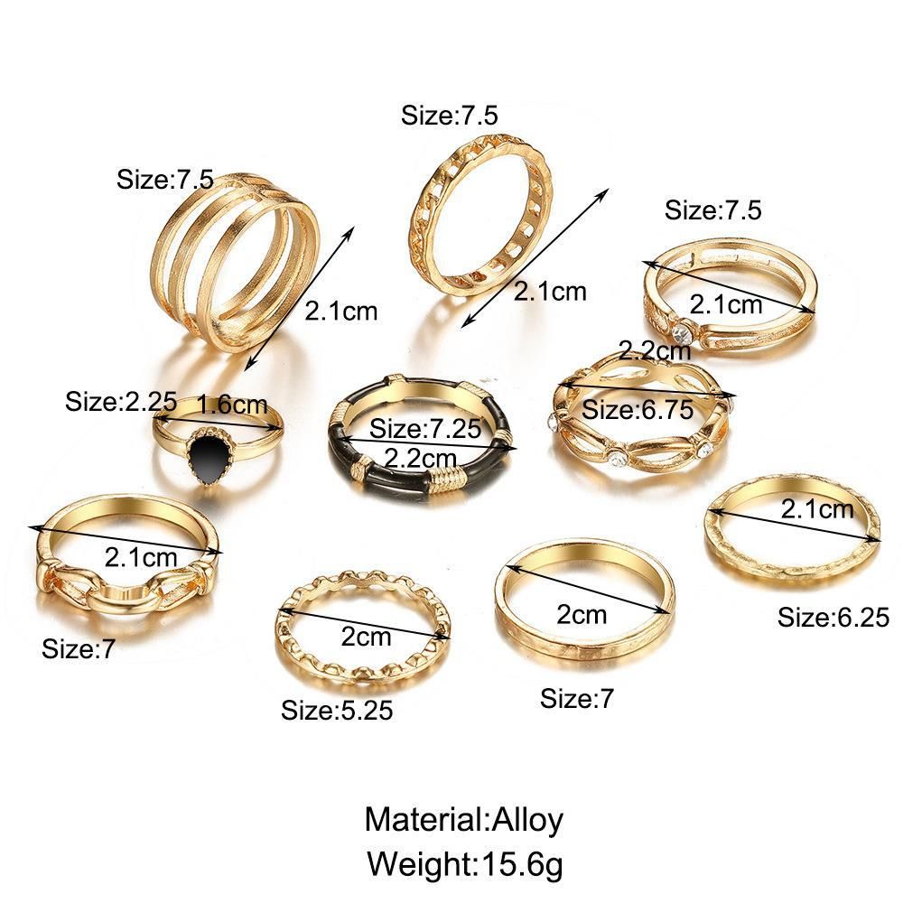 Alloy Chain Ring Creative Retro Hollow Inlaid Zircon Black Knuckle