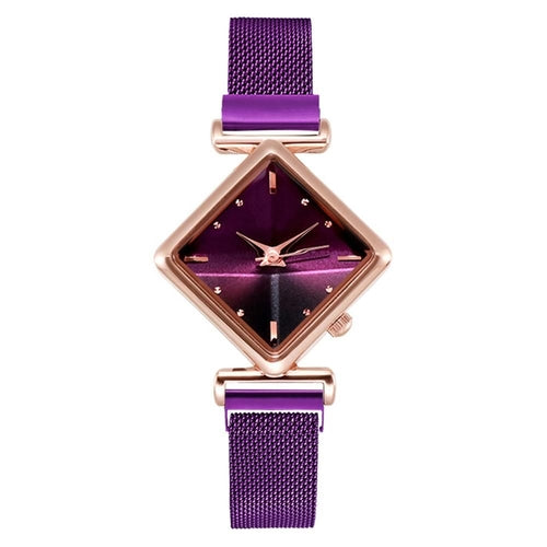 Women Square Watch Luxury Ladies Quartz Magnet Buckle Gradient Color
