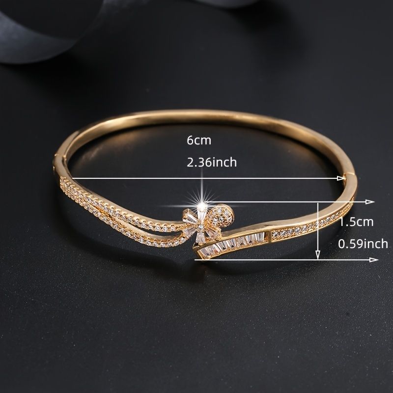 18K Gold Plated Zircon Inlaid Hollow Cross Bracelet Holiday Style